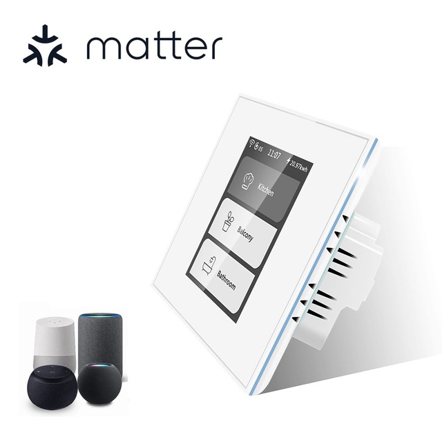 Matter Lanbon LCD Screen 1/2/3 Gang Light Switch Smart WiFi Switch Support Google Home Alexa Smart Things EU and US Standard