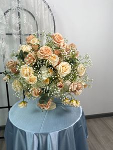 Nueva Bola de Rosas Estrelladas Color Champán de 55 cm, Decoración Floral para Mesa de Boda, Flor Artificial Preservada - Product Image 6