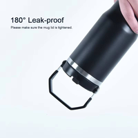 Mug de voyage isotherme en acier inoxydable de 30 oz avec poignée, couvercle à paille pliable, double paroi isolée, tasse de voiture pour garder au chaud ou au froid