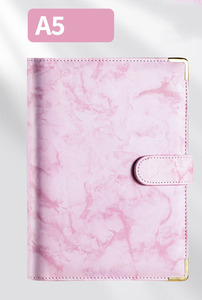 A5 best-seller couverture de planificateur avec logo personnalisé reliure à anneaux en cuir PU pour couverture de dossier A6 style marbre économie de budget - Product Image 3
