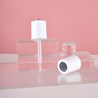 Flacon cosmétique transparent en PETG de 15 ml avec bouchon pompe blanc, rechargeable, vide, pour sérum et essence
