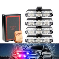 4Pcs Auto Warn licht Not blitz Blitzlicht Kühlergrill Licht leiste Fernbedienung für Auto SUV XA9203-4