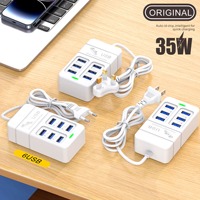 Multiprise 3 ports USB-A 3 ports USB-C, station de charge rapide 3A PD, sortie 35W, chargeur de téléphone portable pour appareil photo, tête de charge multi-ports 35W