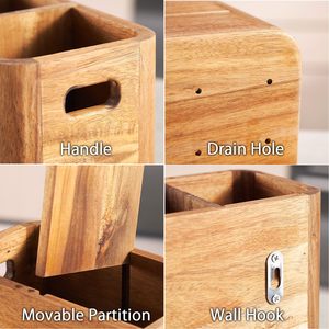 GaiNian 可持续长方形相思木厨房用具收纳桶悬挂式可定制尺寸型号 GaiNian302 中国制造 - Product Image 4