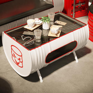 Barmeubilair In Industriële Stijl Rustige Creatieve Combinatie Tafels Stoelen Voor Restaurants Voor Melktheewinkels-Met Olietrommel - Product Image 2
