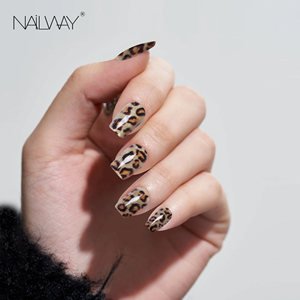 <span class=keywords><strong>Uñas</strong></span> Postizas Acrílicas con Diseño de <span class=keywords><strong>Leopardo</strong></span> Brillante, Cubierta Completa, Estilo Ojo de Gato Cuadrado Corto, para Dedos - Product Image 2