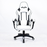 Chaises de jeu pour ordinateur avec accoudoirs inclinables personnalisables avec logo, en cuir blanc, avec éclairage LED RGB