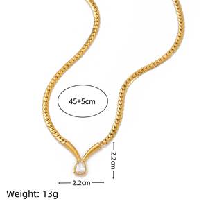 Collar de circón Marquesa sin deslustre para mujer, gargantilla de <span class=keywords><strong>serpentina</strong></span> delgada, joyería de acero minimalista moderna al por mayor - Product Image 2
