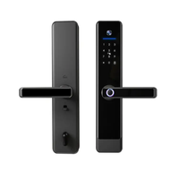 Cerradura Inteligente para Puerta con Cámara Tuya WIFI BLE para Puertas de Madera/Acero, Vidrio Templado, Capacidad para 100 Huellas Dactilares, Almacenamiento en Tarjeta de Memoria, Aplicación