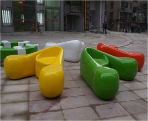 Bancs en fibre de verre personnalisables pour l'extérieur, mobilier commercial pour centres commerciaux, ensembles de sièges de loisirs avec pot de fleurs - Product Image 6