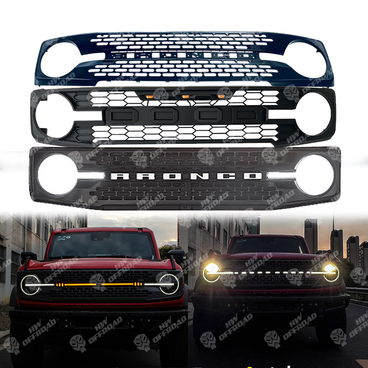 Светодиодный гриль, светлый янтарный свет, передний бампер, решетка для Бронко-гриля 2021 2022, аксессуары 4x4