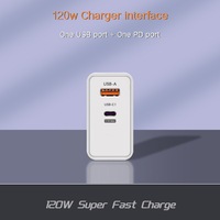 Cargador USB de Alta Calidad con Enchufe Europeo, Estadounidense y Británico de 120w y Cargador USB Tipo C Dual de 120w con Carga Súper Rápida para Teléfono