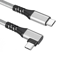 Câble USB-C vers USB-C à angle droit 90 degrés tressé, charge rapide PD et transfert de données haute vitesse, cordon Type-C