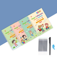 4 pièces ensemble cahier de pratique magique avec impression en langue anglaise cahier d'activités de calligraphie pour enfants réutilisable