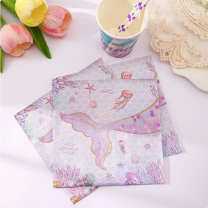 Vaisselle jetable Sirène Violette 2026 – Assiettes, gobelets et serviettes <span class=keywords><strong>La</strong></span> <span class=keywords><strong>Petite</strong></span> Sirène – Fournitures de fête d'anniversaire pour filles – Livraison directe - Product Image 2