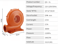 Souffleur d'air portable 300 W et 120 V 60 Hz, ensemble de souffleur de feuilles, spécifications de la prise personnalisables