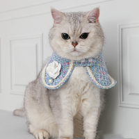 Écharpe pour chat de style princesse avec fleurs et perles, mode et coupe, bavoir pour chien de compagnie