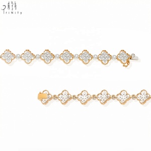 เครื่องประดับโคลเวอร์สี่แฉกสุดหรู คุณภาพสูง วินเทจ คลาสสิก ทองคำขาว 18K ประดับเพชรแท้ธรรมชาติ สำหรับสุภาพสตรี - Product Image 2