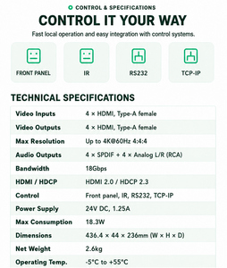 4x4 H DMI Matrix Switcher With EDID Management HDCP Processing Function 4K HDCP2.3 Compliant for Retail Store AV Display System - Product Image 5