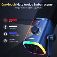 Pour MAONO PD100X Dynamic RGB Gaming Microphone XLR Connecteur Logiciel Réduction du bruit pour une expérience d'enregistrement améliorée