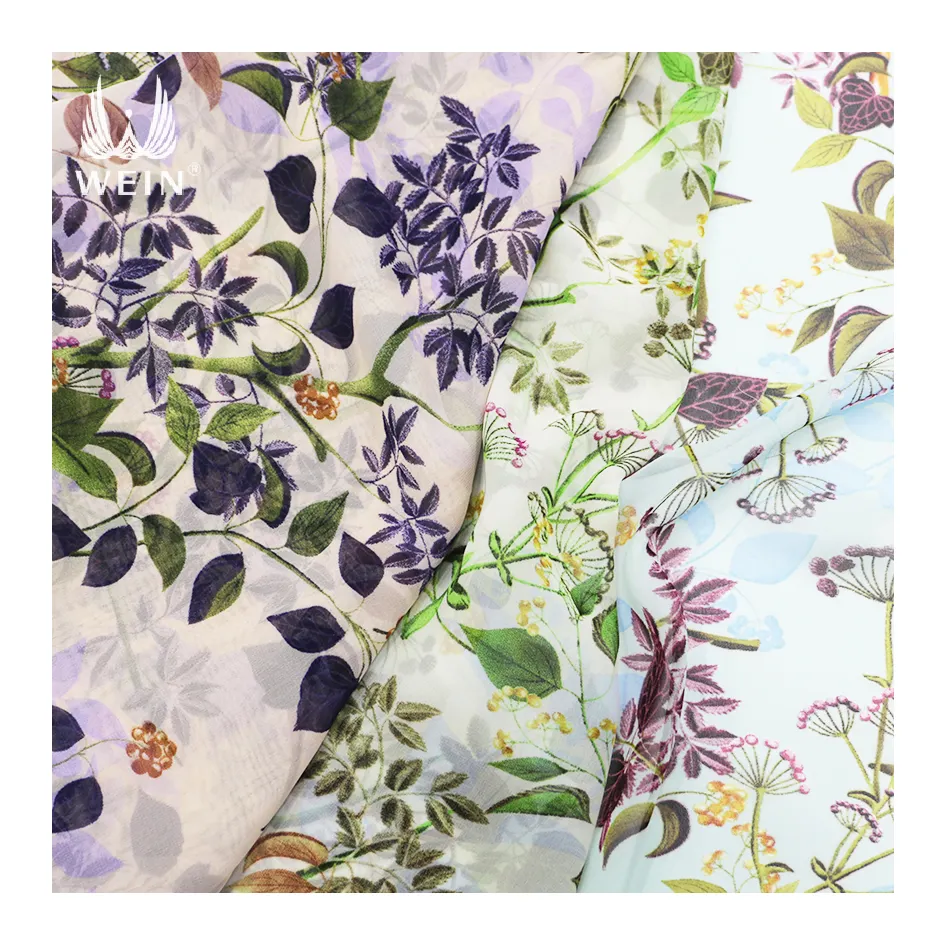 WI-A02 Cheap wholesale super soft flower printing 100% polyester 50d silk chiffon fabric for scarf and dress