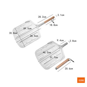 Pelle à <span class=keywords><strong>pizza</strong></span> YINHAO avec logo personnalisé, 12 pouces, avec manche en bois, pelle à <span class=keywords><strong>pizza</strong></span> en aluminium, pelle à <span class=keywords><strong>pizza</strong></span> pour la cuisson de pizzas et de pains faits maison - Product Image 2