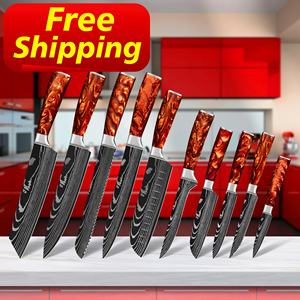 Livraison gratuite manche en résine rouge lave 67 <span class=keywords><strong>couches</strong></span> vg10 couteaux de cuisine en acier <span class=keywords><strong>damas</strong></span> ensemble de couteaux pour le choix des chefs de cuisine - Product Image 1