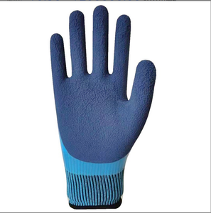Guantes de trabajo con agarre completamente recubiertos impermeables de látex azul Guantes impermeables de Palma de látex Doble - Product Image 4
