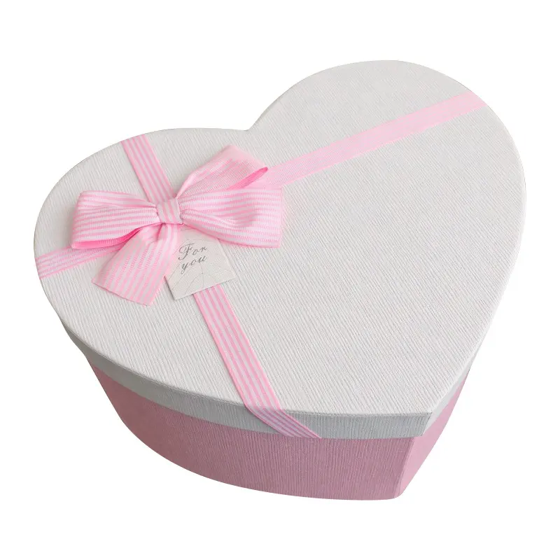 Conception amazon chaude coeur carton boîte-cadeau intelligente deux pièces rose rouge bleu perles bijoux cas fournisseur d'usine mini boîte en carton