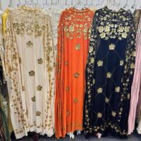 Kaftan de soirée de luxe style Dubaï en or blanc perlé, robe longue musulmane modeste faite à la main pour femme, pour l'Aïd, mariage, Moyen-Orient, ODM
