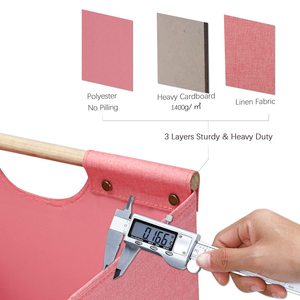 Contenitore portaoggetti in tessuto all'ingrosso con manici in legno e base rigida, pieghevole, per scaffali e armadi - Offerte uniche - Product Image 4