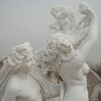 Statue vintage en marbre blanc, sculptée à la main, motif grec de Apollo et de mahne