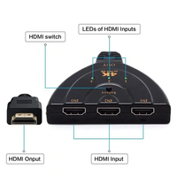 Commutateur HDMI Xput 3 ports 3 en 1, prend en charge la vidéo haute définition 4K Ultra HD 1080P 3D, sélecteur audio-vidéo pour HDTV, ordinateur portable, jeux