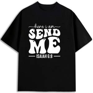 Camiseta Isaiah 6:8 para Hombre, 100% Algodón, Cuello Redondo, Manga Corta, Regalo Religioso, Ropa Cristiana, Prenda para Iglesia, Estampada, al por Mayor - Product Image 1