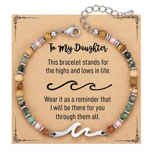 Pulsera de Piedras Naturales con Cuentas de Piedra Natural y Cadena de Acero Inoxidable con Dije de Ola, Longitud Ajustable para Mujer, Regalos de <span class=keywords><strong>Cumpleaños</strong></span> - Product Image 5