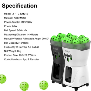 Lanceur de pickleball portable, 45+ balles, application de contrôle à distance, vitesse réglable, fréquence, rotation, portée de plus de 12,5 m, métal durable, entraînement - Product Image 2