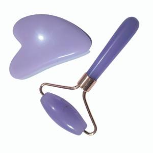 Outil de massage pour lifting du visage, planche de raclage sans résine, rouleau facial et ensemble de massage Gua Sha - Product Image 1