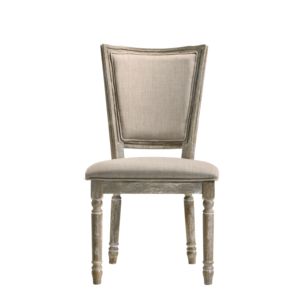 Juego de 2 sillas de comedor DB Gabrian, tela beige bicolor y sillas laterales con acabado Gris recuperado - Product Image 2