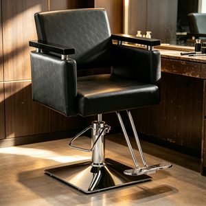Sillas de Barbería Tradicionales con Bomba Hidráulica de Alta Resistencia, Reposapiés Ajustable y Base Cuadrada Duradera - Product Image 6