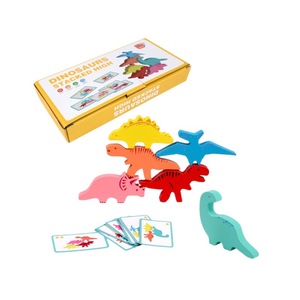 Jouet d'empilage de blocs en bois CPC CE <span class=keywords><strong>Dinosaure</strong></span>, <span class=keywords><strong>jeu</strong></span> d'équilibre Montessori, jouet éducatif précoce pour développer la motricité fine des tout-petits - Product Image 5
