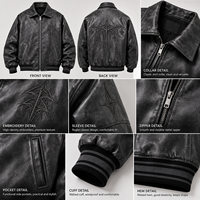 Vestes bomber d'hiver pour hommes fabriquées par l'usine Chaoxin avec broderie en chenille en cuir véritable personnalisée, veste de moto