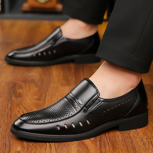 Chaussures habillées en cuir noir pour hommes avec découpes, respirantes, pour tenue formelle ou décontractée, tailles 35 à 50, grandes tailles - Product Image 1