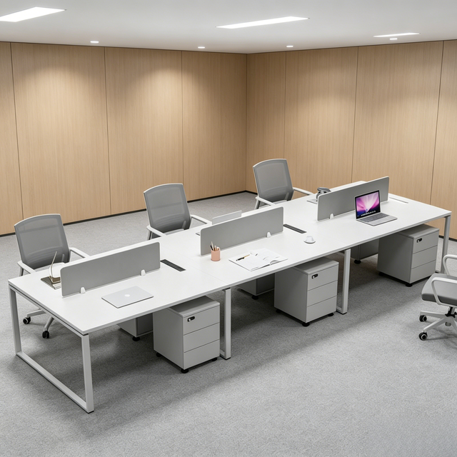 KERIOR FM-002 Staff Office Desk Chair Combination Four-Person Screen Card Seat PVC Fire Corrosion Stain Resistant Modern Office