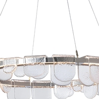 Lustre Jingshi en métal argenté, avec pampilles en verre texturé superposées, éclairage de plafond pour la maison à l'éclat chaleureux