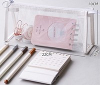 Simple haute qualité grande capacité fermeture éclair mignon école bureau Portable transparent PTU étui à crayons