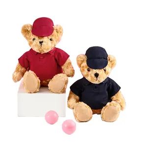 Schlussverkauf brauner Teddybär Spielzeug Plüsch mit Hemd und Hut kleines T-Shirt Bär Kawaii gefüllte Tierspielzeuge Valentinstagsgeschenk