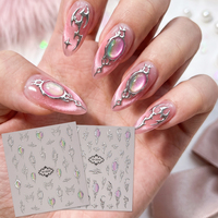 Autocollants pour ongles cool et audacieux, style cyber sigilisme tribal, crâne, cœur, sombres, non toxiques, pour manucure professionnelle de style gothique punk rock