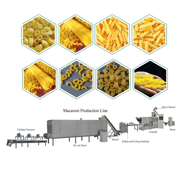 Automatische Industriële Macaroni Pasta Extruder Productielijn Maken Machine