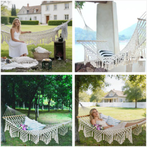 Navyice Luxury Hammock Chair Handmade Cotton Rope 120kg Load Wood Spreader Bar 40HQ FCL Bulk Wholesale - Product Image 2