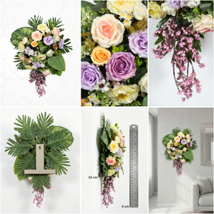 Ramo de Flores Artificiales Mixtas, Arreglo Floral Decorativo con Rosas y Hojas Verdes para Decoración del Hogar, Coronas y Guirnaldas - Product Image 6